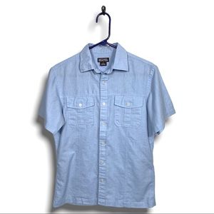 MICHAEL MICHAEL KORS button down womens top blue chambray size small blue linen